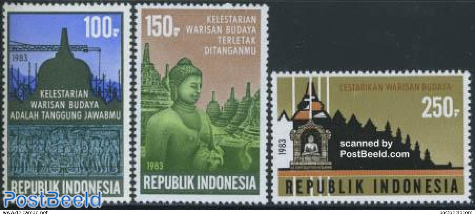 Indonesia 1983 Borobudur Temple 3v, Mint NH, Religion - Religion - Indonesien