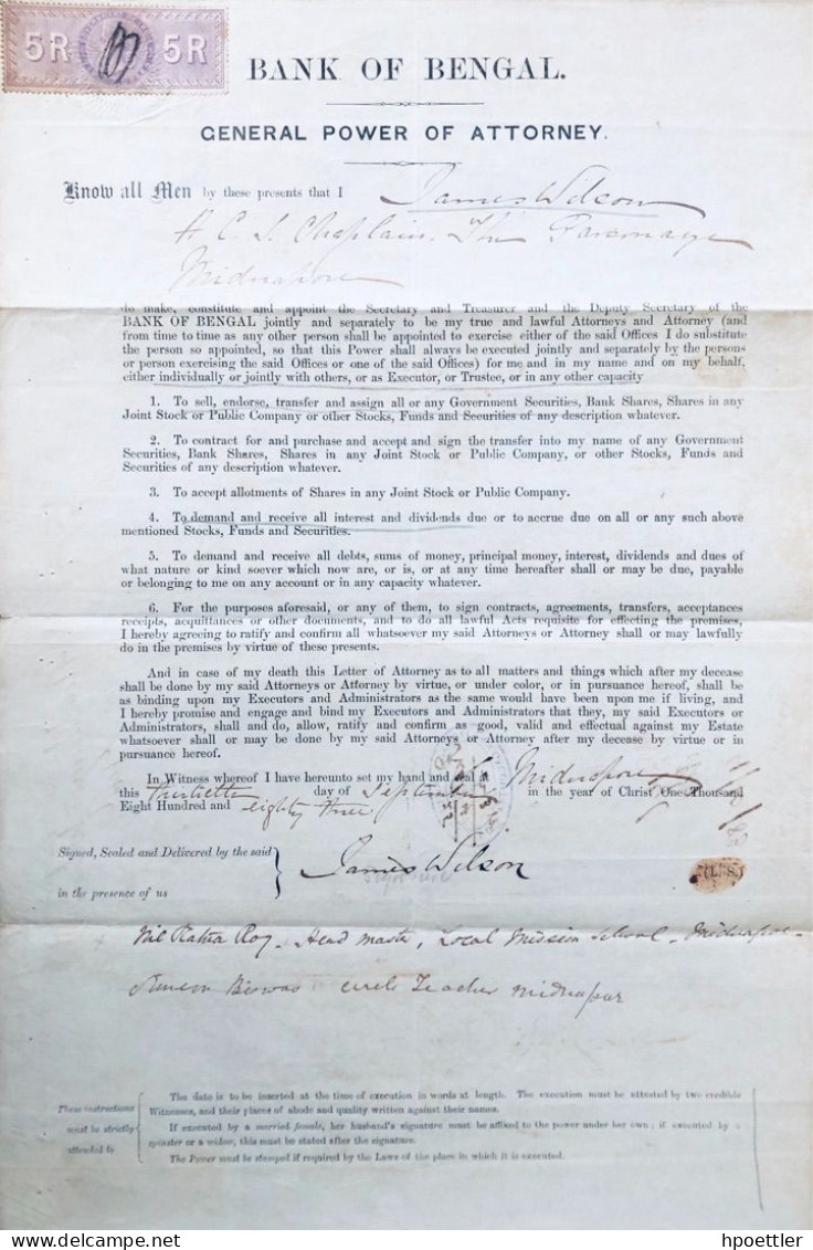 1889: Bank Of Bengal - General Power Of Attorney - Banco & Caja De Ahorros