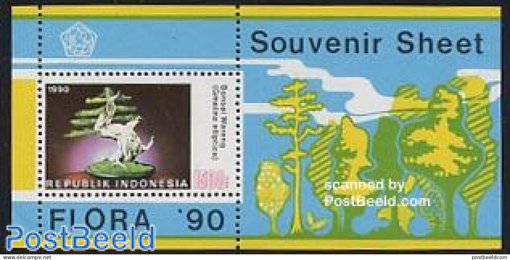 Indonesia 1990 Bonzai S/s, Mint NH, Nature - Bonsai - Trees & Forests - Rotary, Club Leones