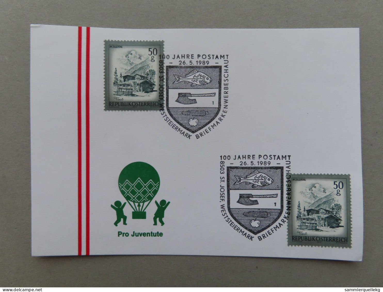 Österreich Pro Juventute - Mit Sonderstempel 26. 5. 1989 St. Josef, 100 Jahre Postamt (Nr.677) - Sonstige & Ohne Zuordnung