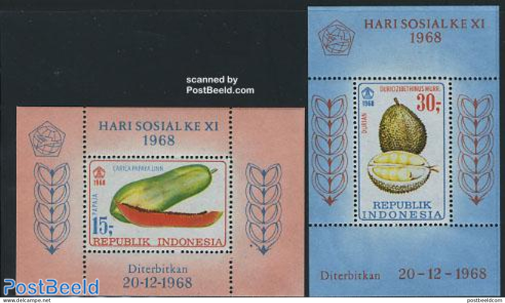 Indonesia 1968 Fruits 2 S/s, Mint NH, Nature - Fruit - Fruit