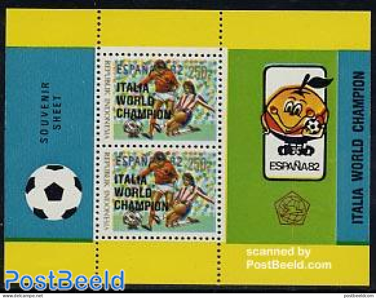 Indonesia 1982 Football Winners S/s (black Overprint), Mint NH, Sport - Football - Indonesia