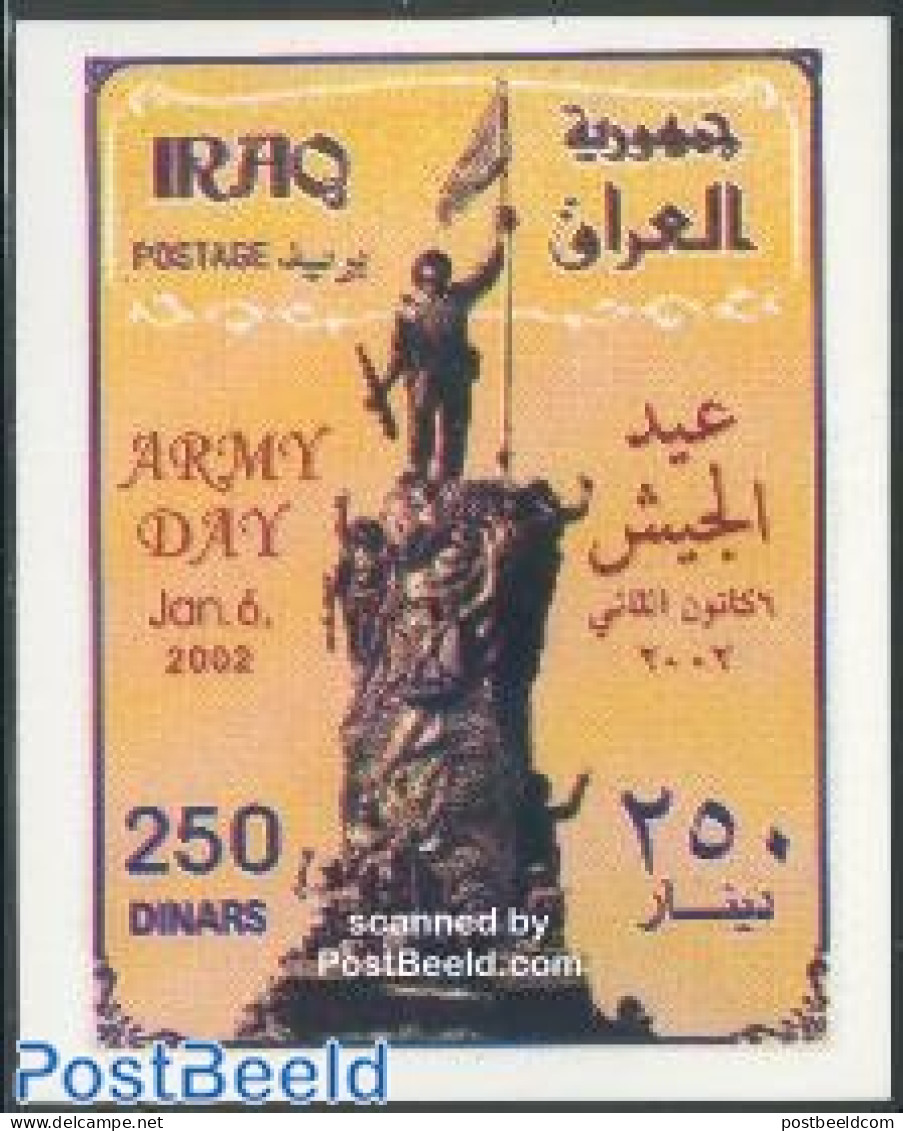 Iraq 2002 Army Day S/s, Mint NH, History - Militarism - Art - Sculpture - Militares