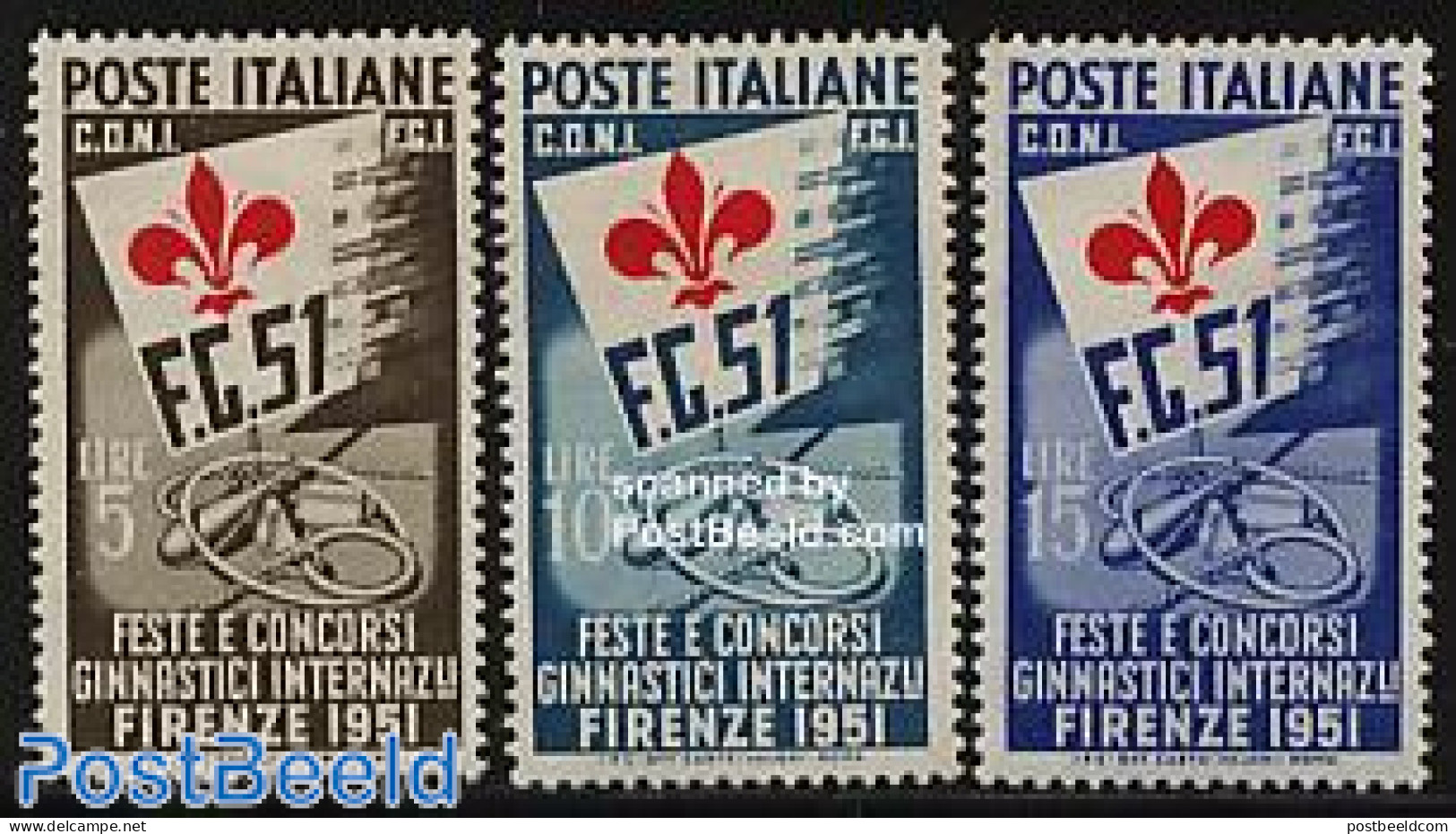 Italy 1951 Gymnastics 3v, Unused (hinged), Sport - Gymnastics - Otros & Sin Clasificación