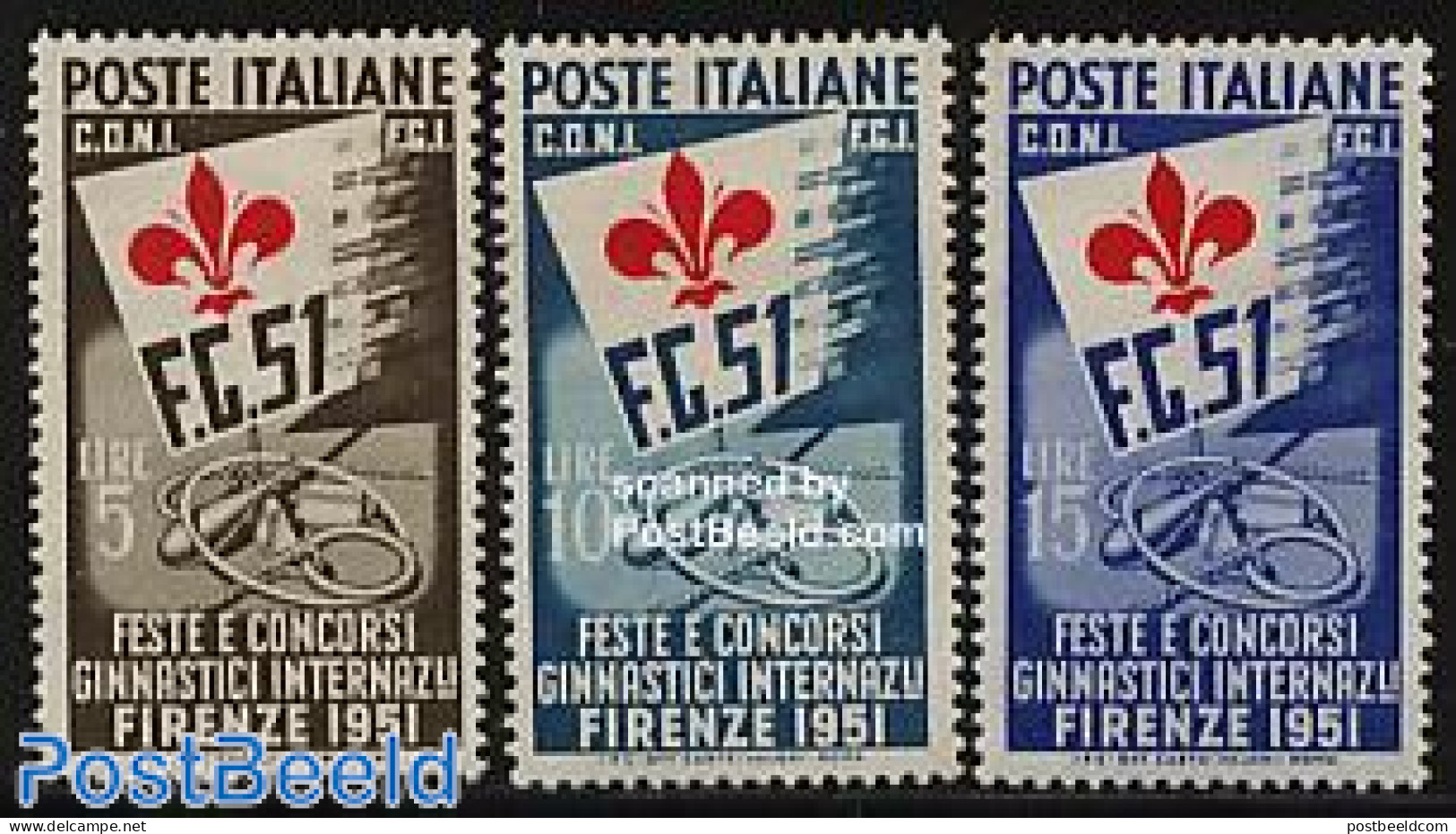 Italy 1951 Gymnastics 3v, Mint NH, Sport - Gymnastics - Andere & Zonder Classificatie