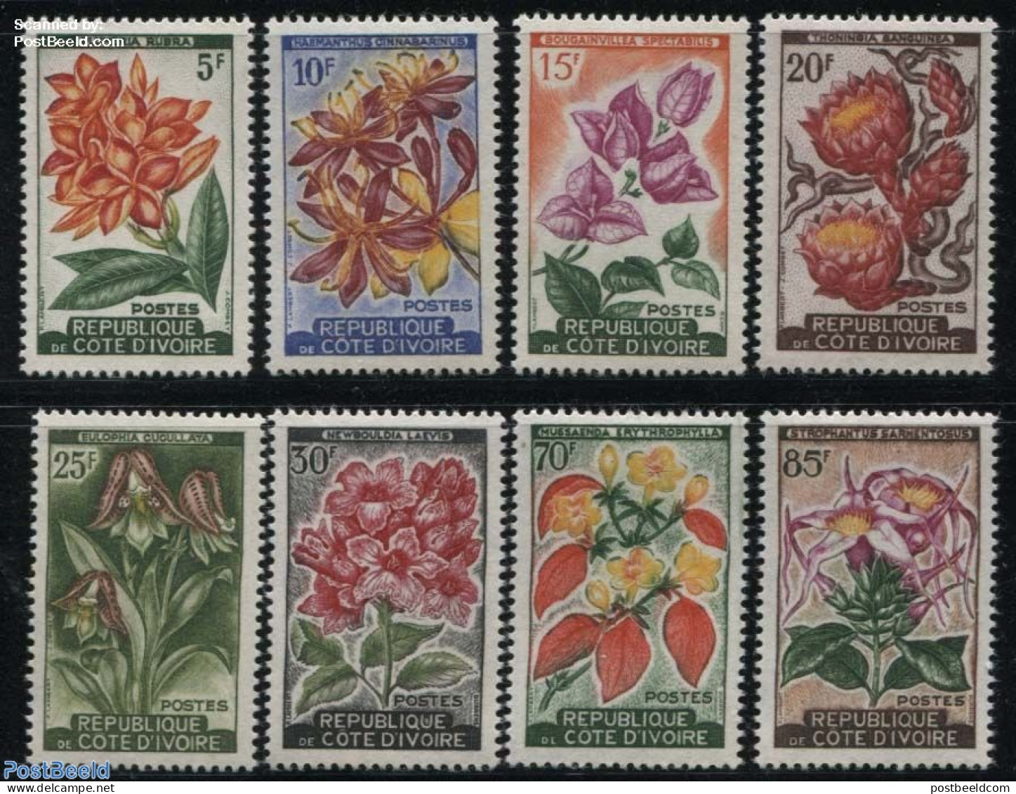 Ivory Coast 1961 Flowers 8v, Mint NH, Nature - Flowers & Plants - Unused Stamps