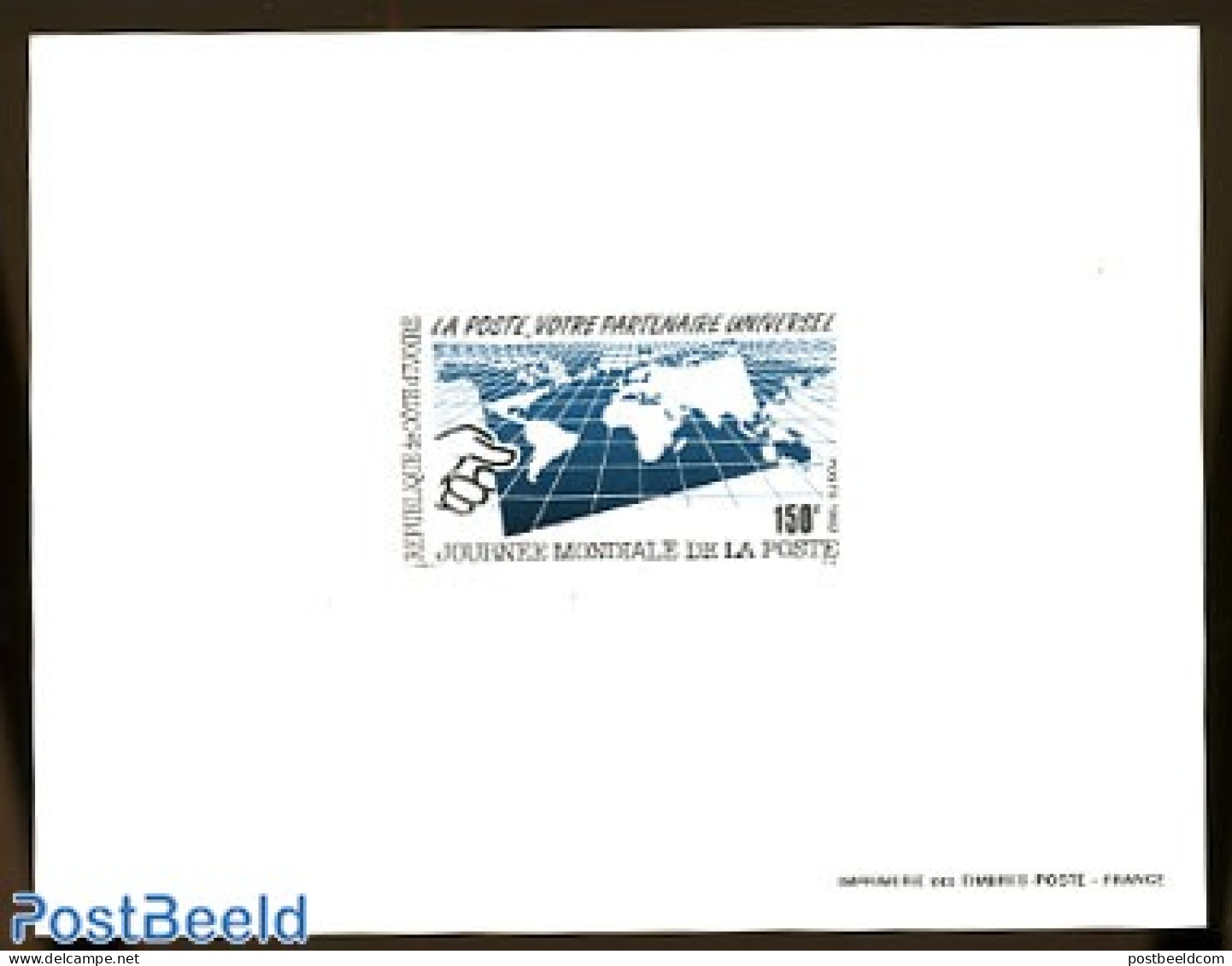 Ivory Coast 1992 World Postal Day Epreuve De Luxe, Mint NH, Various - Post - Maps - Nuovi