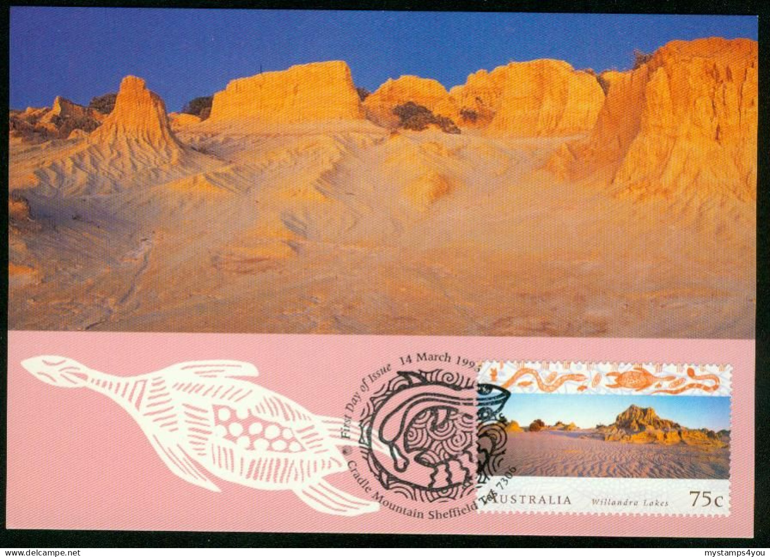 Mk Australia Maximum Card 1996 MiNr 1537 I | World Heritage Sites. Willandra Lakes #max-0036 - Maximum Cards