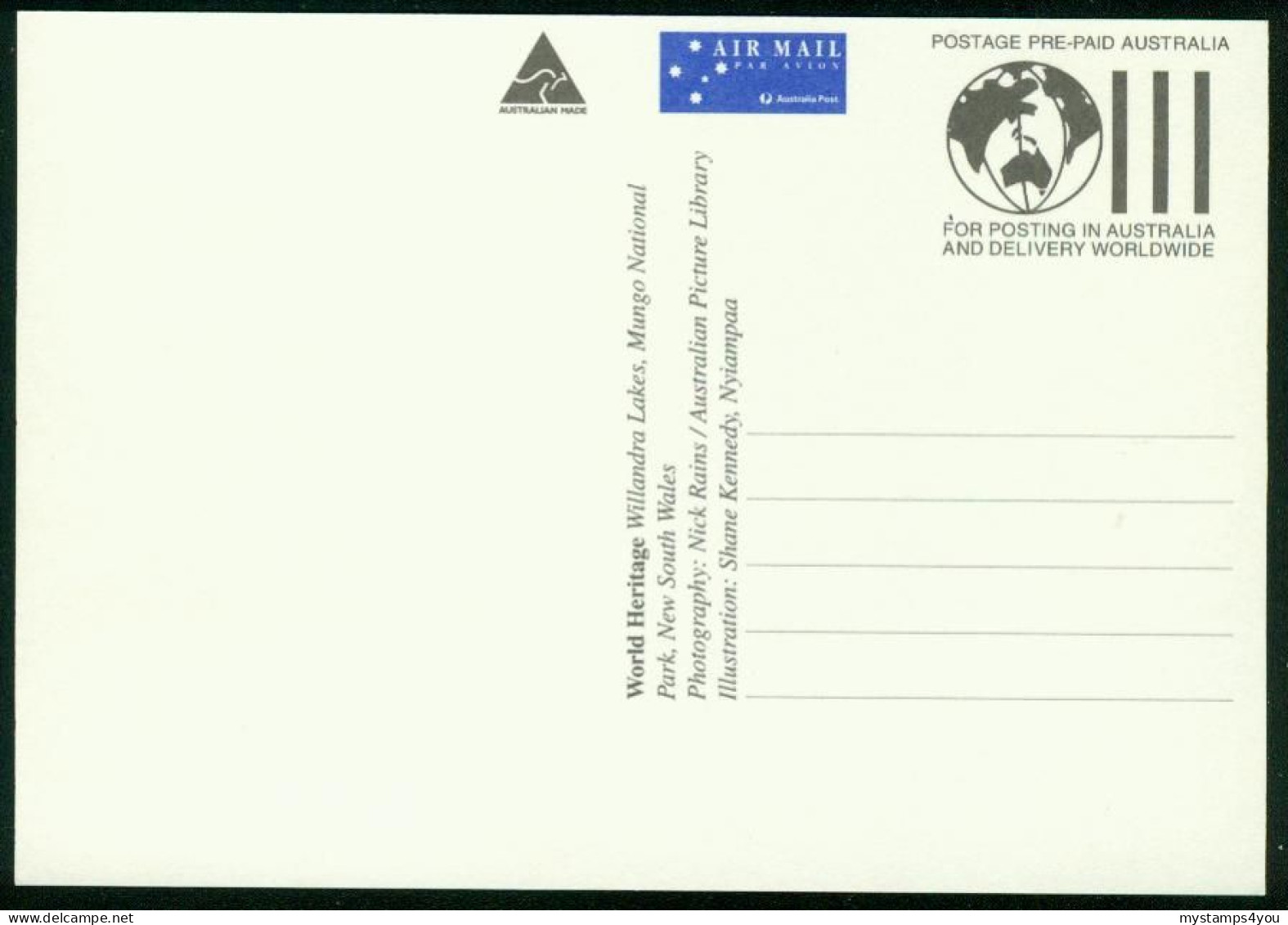 Mk Australia Maximum Card 1996 MiNr 1537 I | World Heritage Sites. Willandra Lakes #max-0036 - Cartes-Maximum (CM)