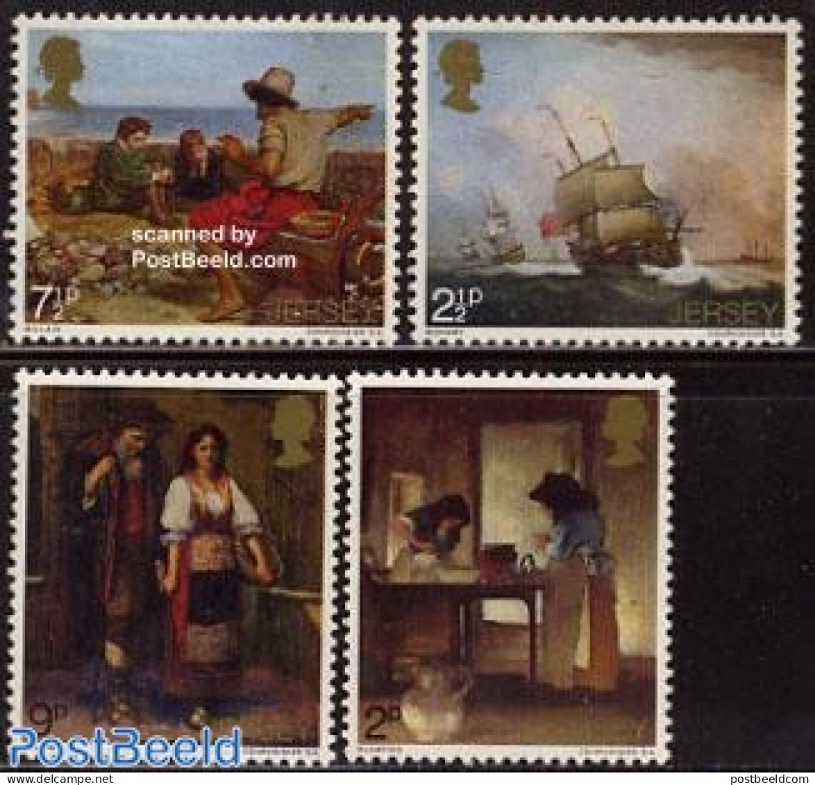 Jersey 1971 Paintings 4v, Mint NH, Transport - Ships And Boats - Art - Paintings - Ships