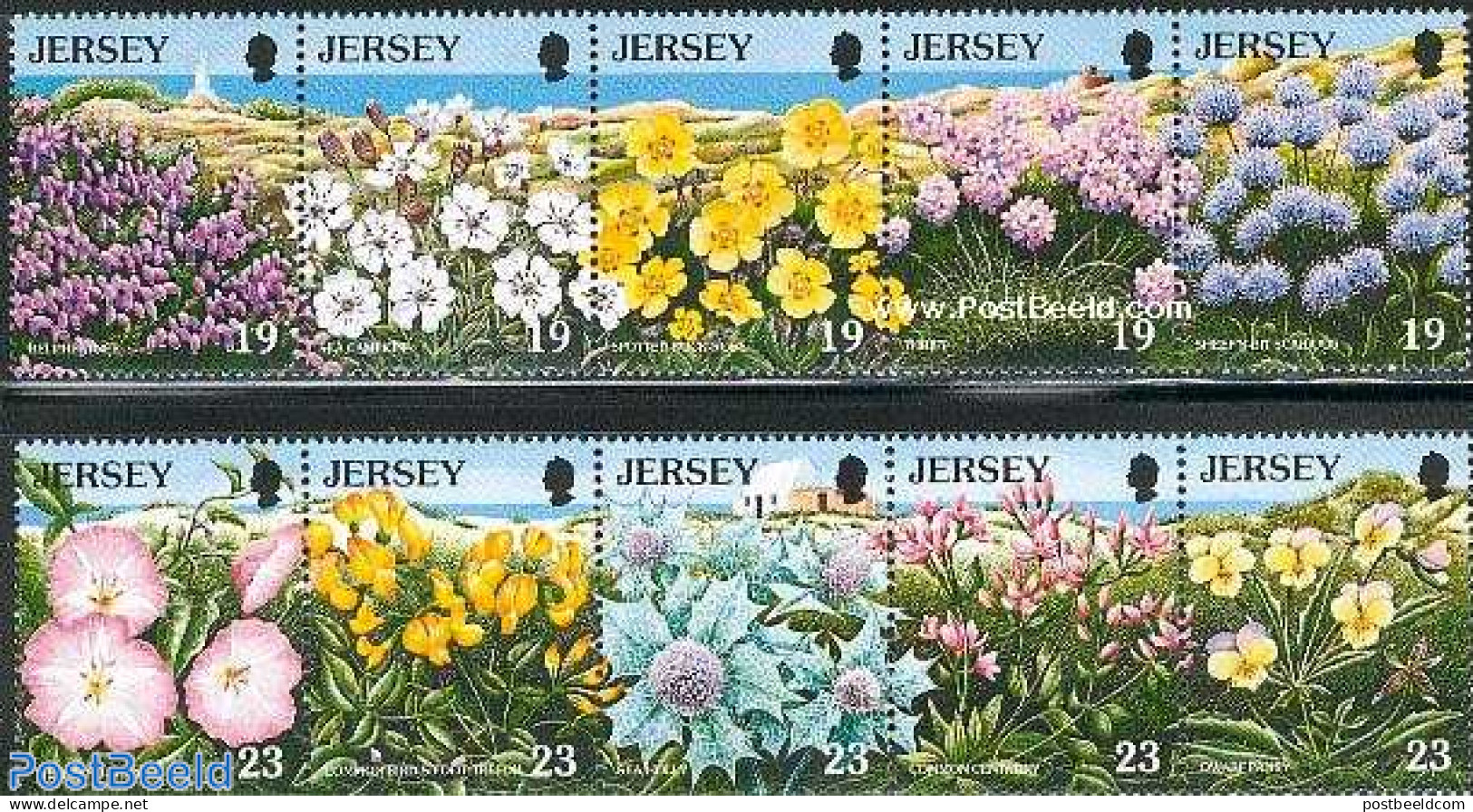 Jersey 1995 Wild Flowers 2x5v [::::], European Nature Conserv., Mint NH, History - Nature - Various - Europa Hang-on I.. - Ideas Europeas