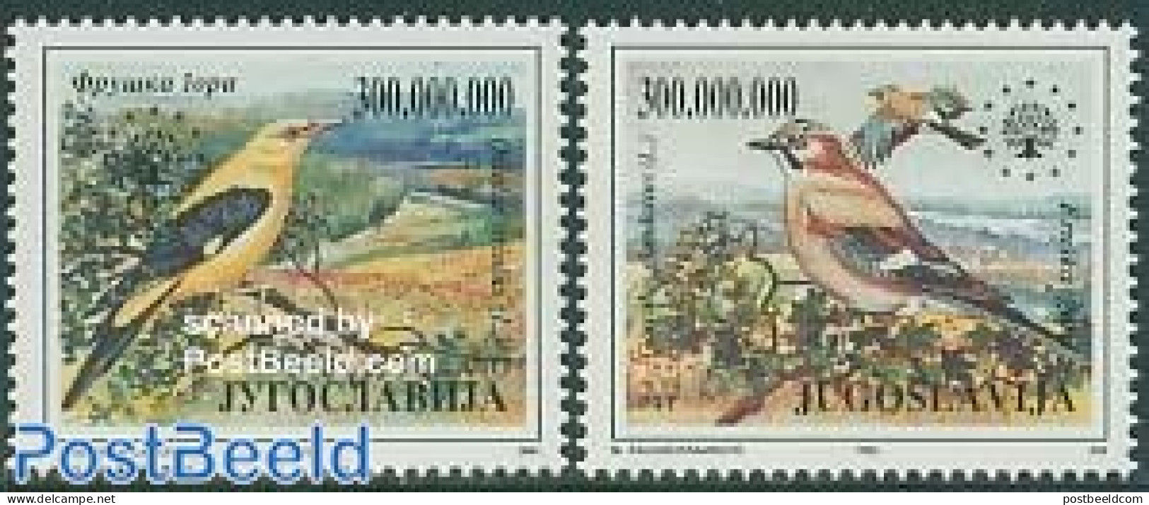 Yugoslavia 1993 European Nature Conservation, Birds 2v, Mint NH, History - Nature - Europa Hang-on Issues - Birds - Unused Stamps