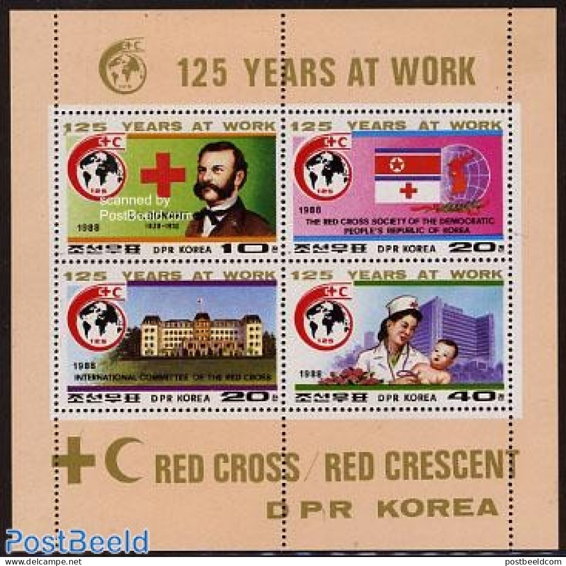 Korea, North 1988 Red Cross 4v M/s, Mint NH, Health - Red Cross - Rode Kruis