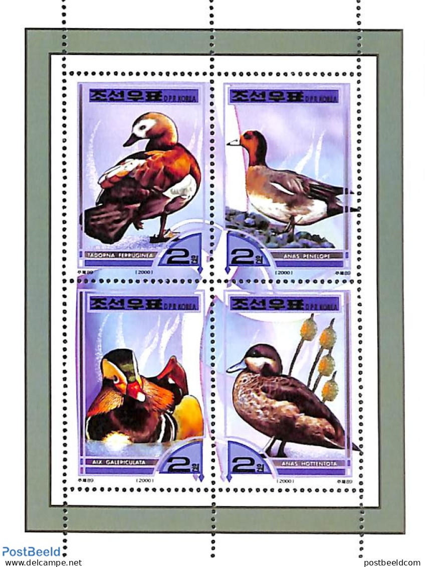 Korea, North 2000 Ducks 4v M/s, Mint NH, Nature - Birds - Ducks - Korea, North