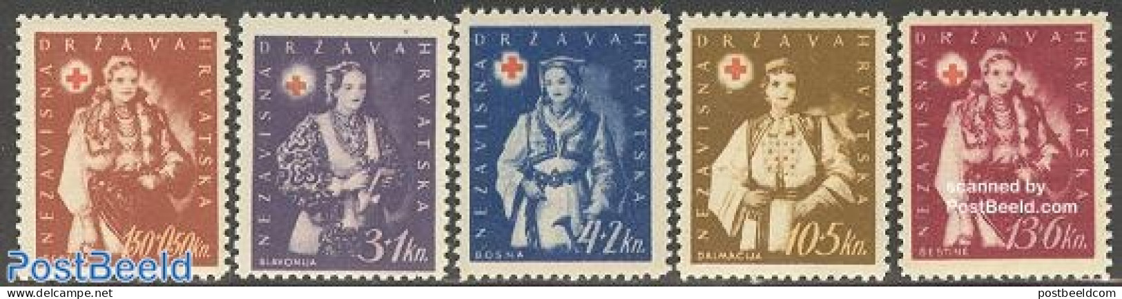 Croatia 1942 Red Cross 5v, Mint NH, Health - Red Cross - Rode Kruis