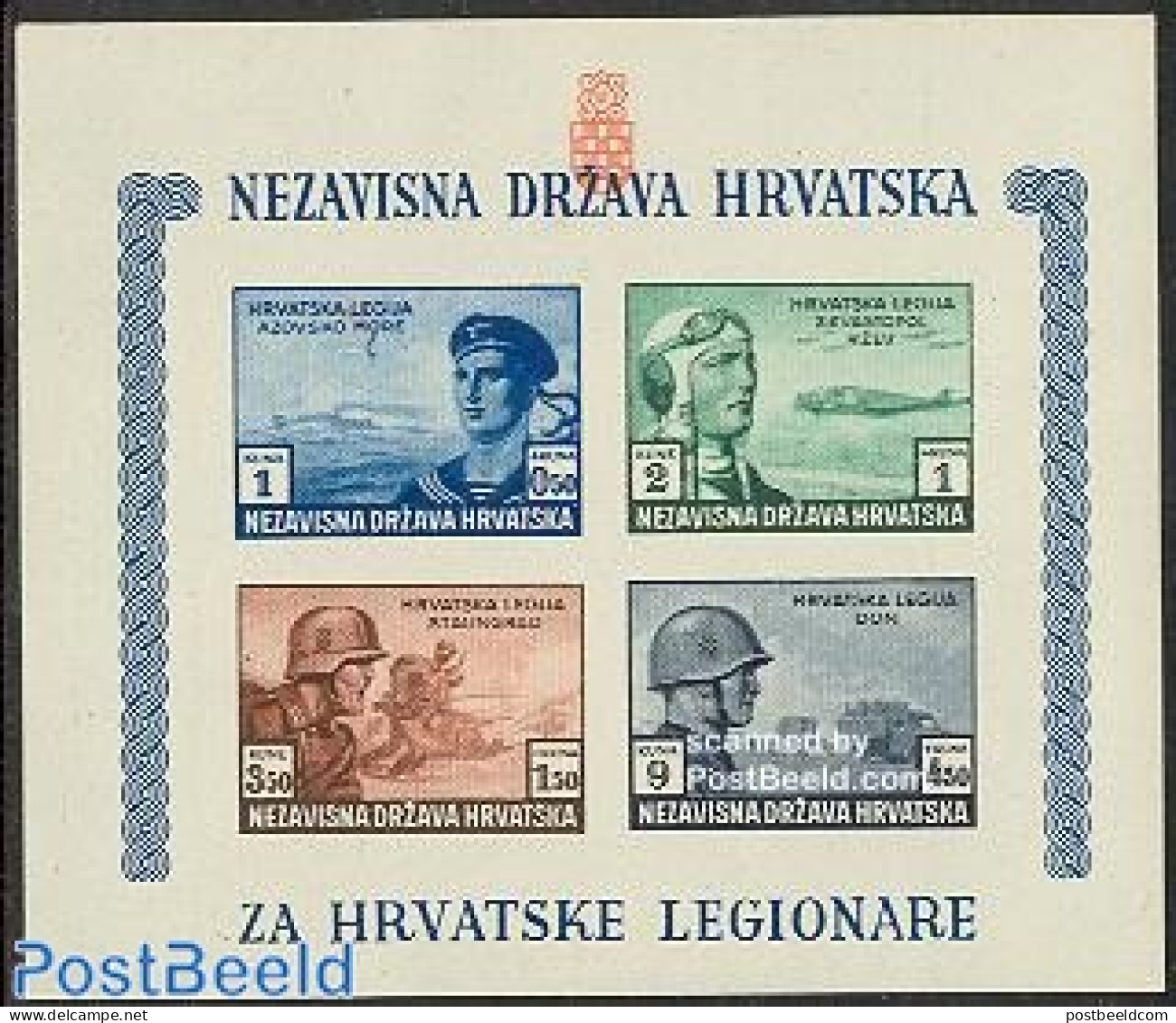 Croatia 1943 Army Imperforated S/s, Mint NH, History - Transport - Militarism - Aircraft & Aviation - Ships And Boats - Militares