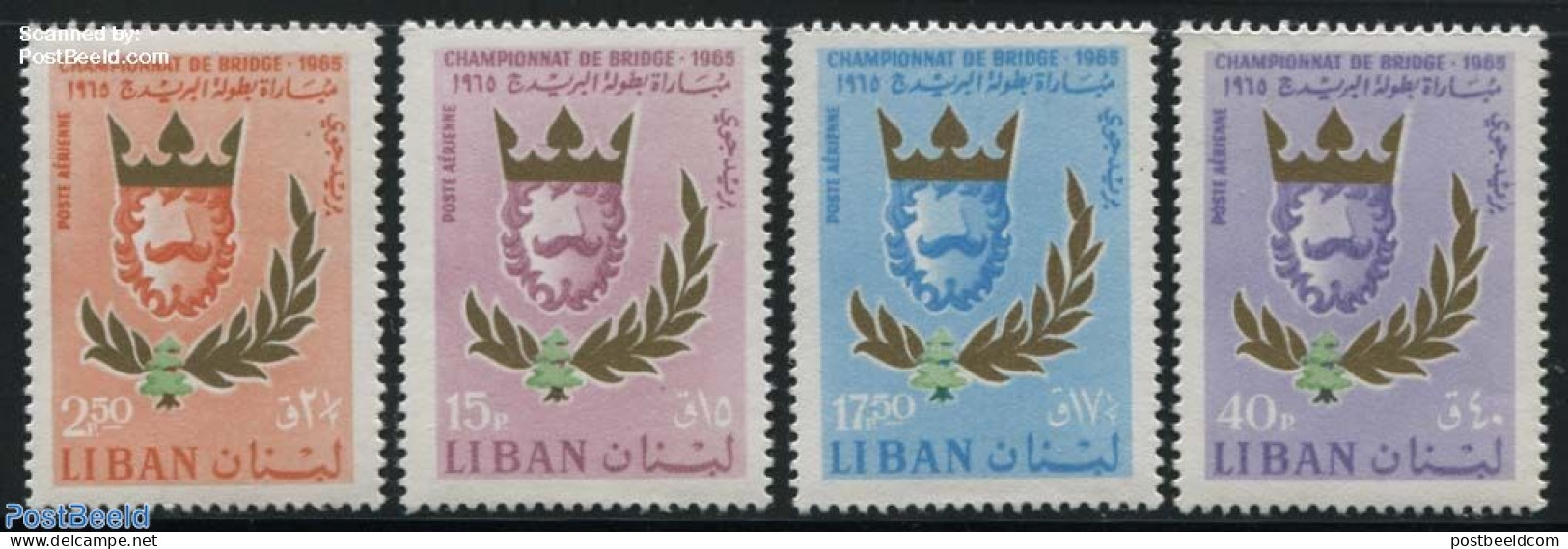 Lebanon 1965 Bridge Championship 4v, Mint NH, Sport - Playing Cards - Sport (other And Mixed) - Libanon