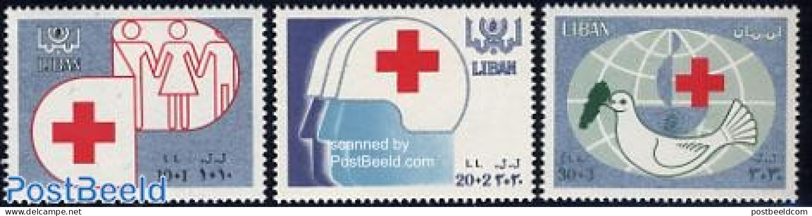 Lebanon 1988 Red Cross 3v, Mint NH, Health - Red Cross - Croce Rossa