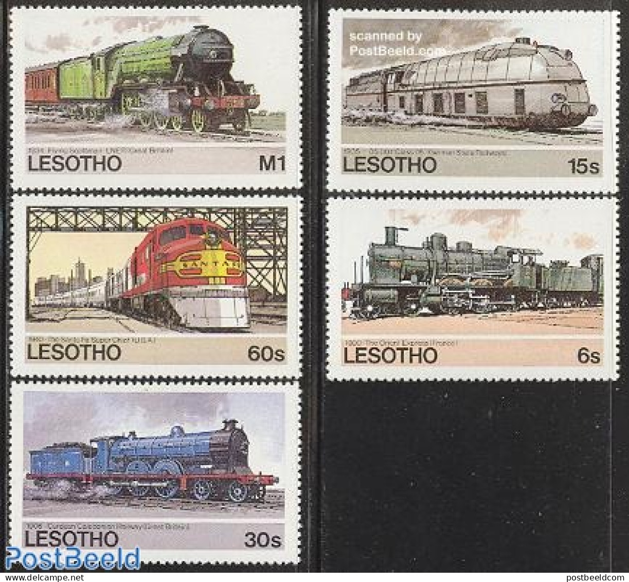 Lesotho 1984 Locomotives 5v, Mint NH, Transport - Railways - Trains