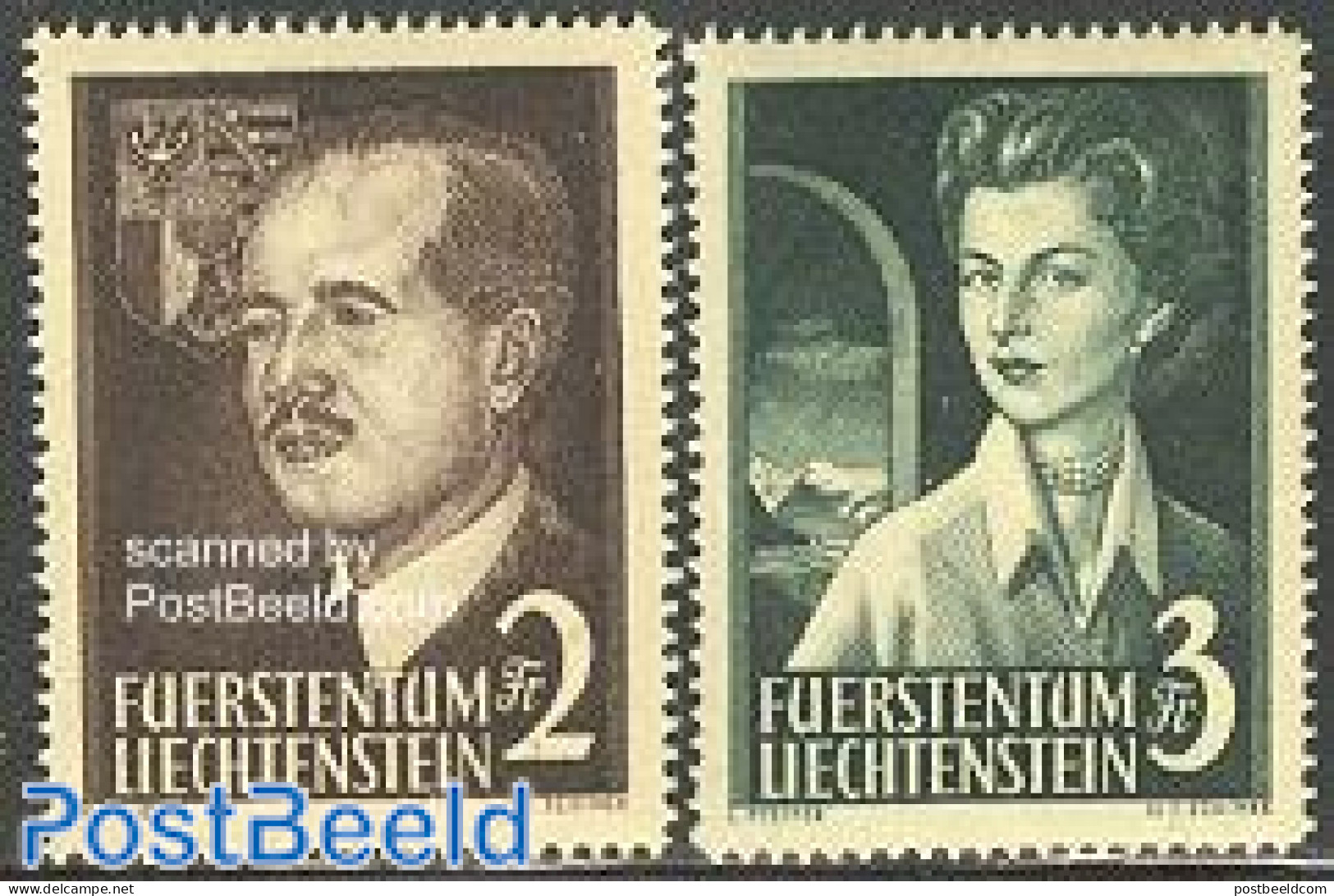 Liechtenstein 1955 Definitives 2v, Mint NH, History - Kings & Queens (Royalty) - Ungebraucht