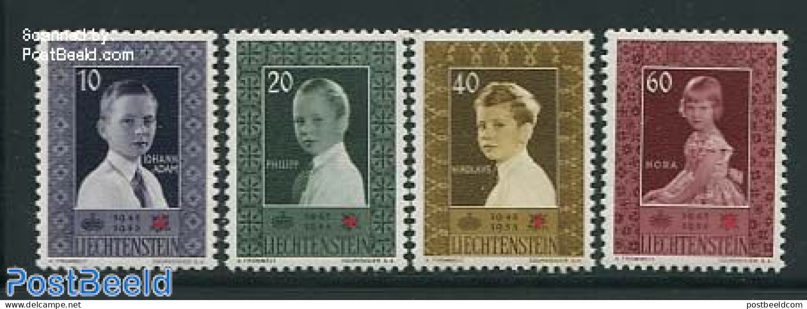 Liechtenstein 1955 Red Cross 4v, Mint NH, Health - History - Red Cross - Kings & Queens (Royalty) - Nuovi