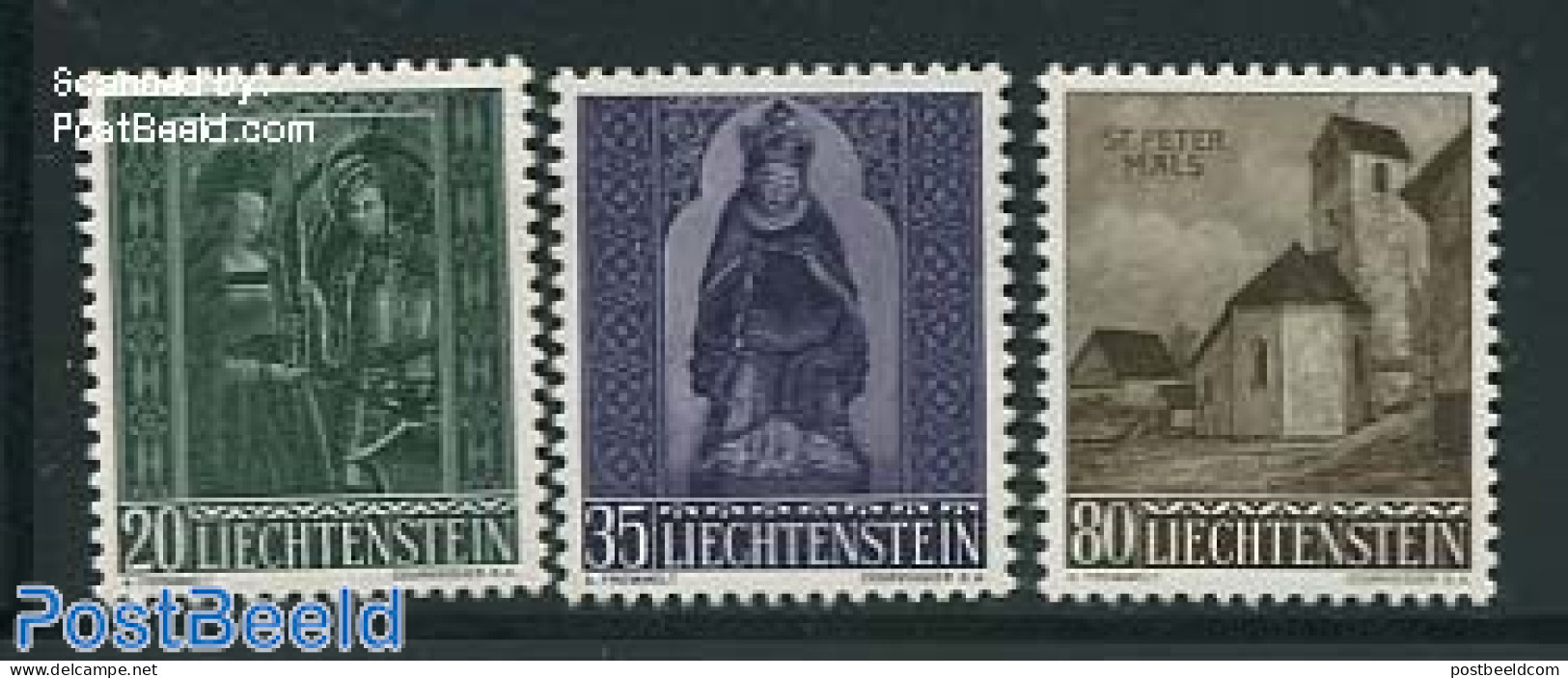 Liechtenstein 1958 Christmas 3v, Mint NH, Religion - Christmas - Churches, Temples, Mosques, Synagogues - Unused Stamps