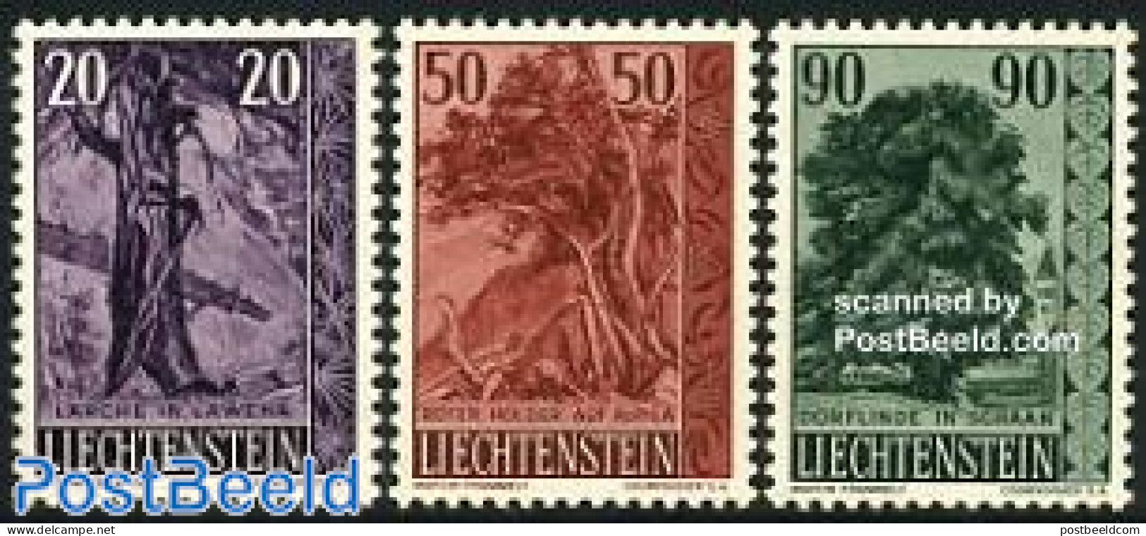 Liechtenstein 1959 Trees 3v, Mint NH, Nature - Trees & Forests - Nuevos