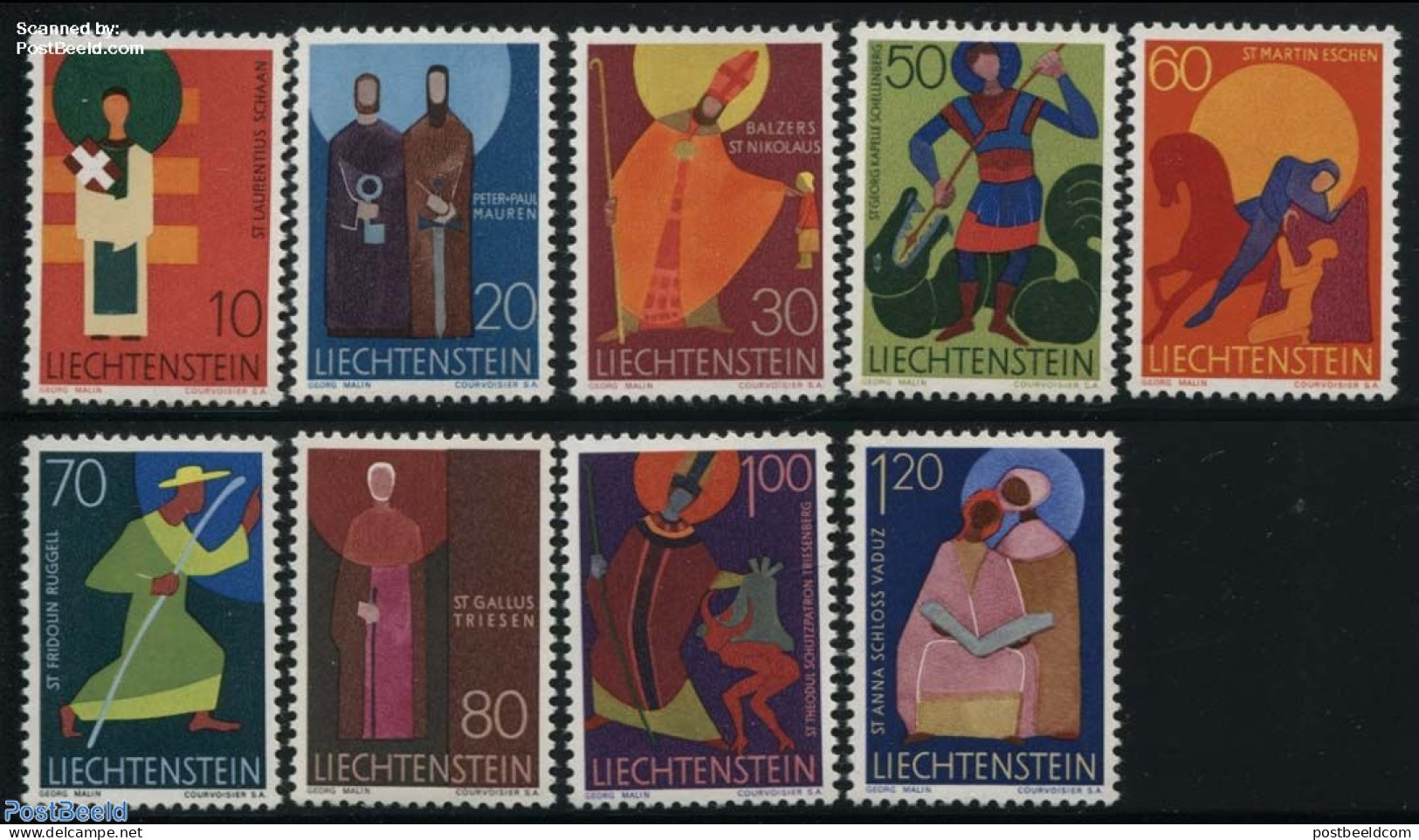 Liechtenstein 1967 Definitives, Religion 9v, Mint NH, Religion - Religion - Saint Nicholas - Unused Stamps