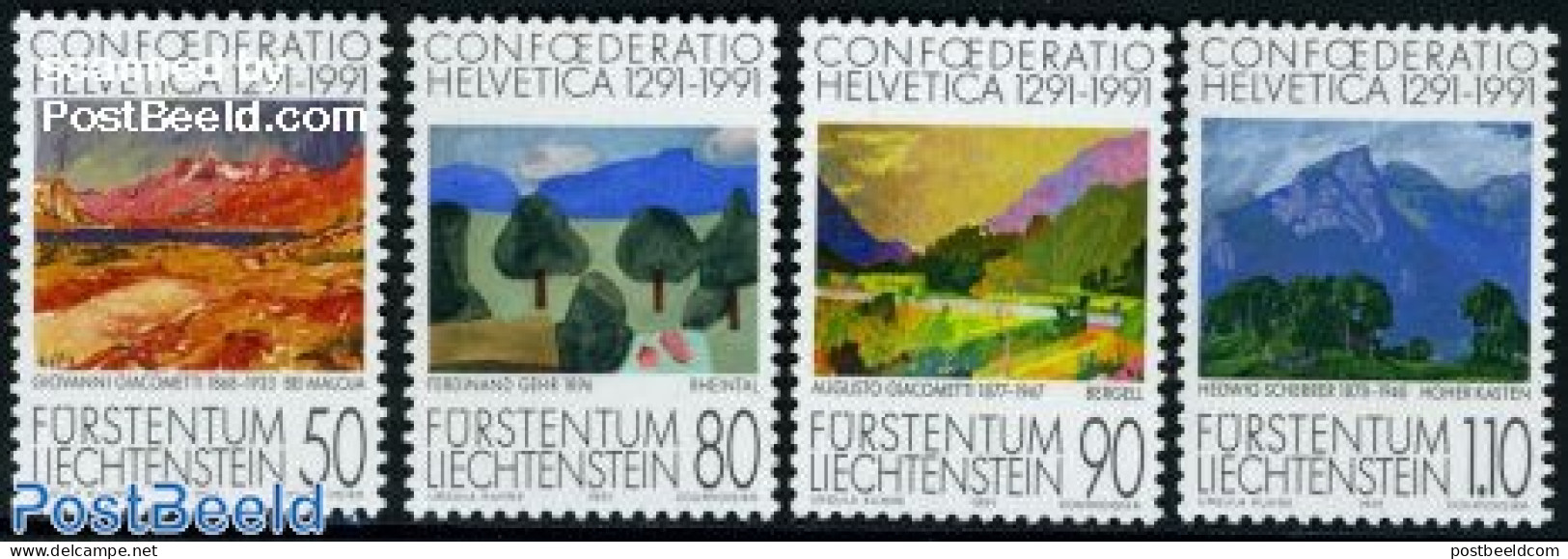 Liechtenstein 1991 Paintings 4v, Mint NH, Art - Modern Art (1850-present) - Neufs