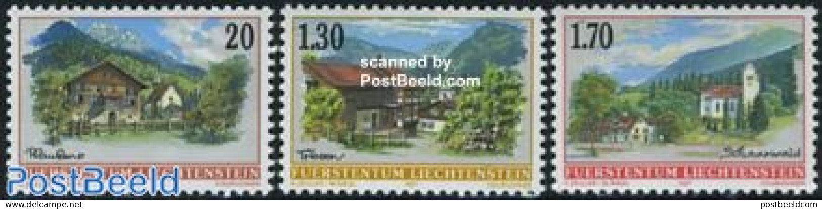 Liechtenstein 1997 Definitives, Views 3v, Mint NH, Religion - Churches, Temples, Mosques, Synagogues - Neufs