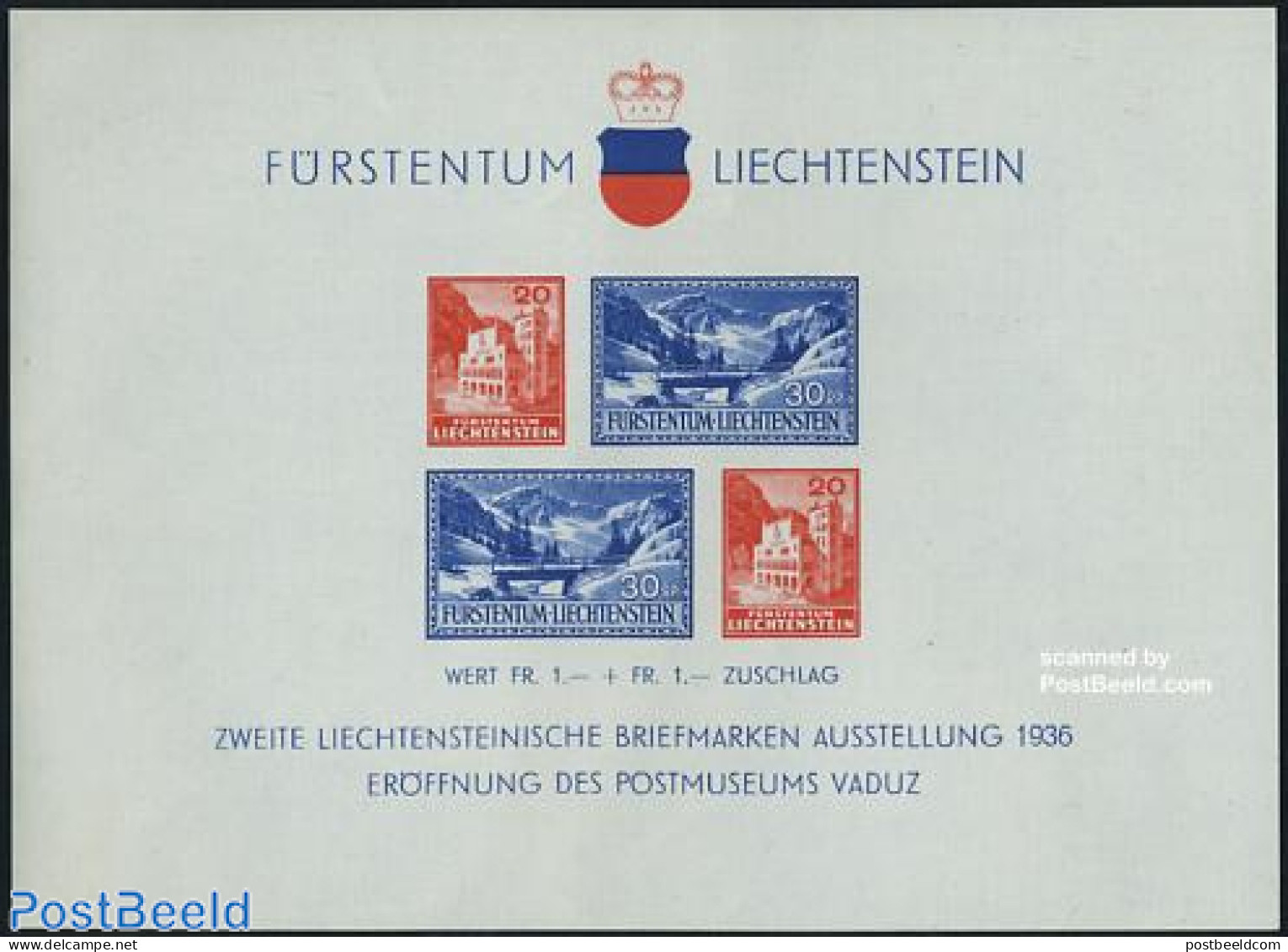Liechtenstein 1936 Postal Museum S/s, Mint NH, Post - Art - Bridges And Tunnels - Neufs