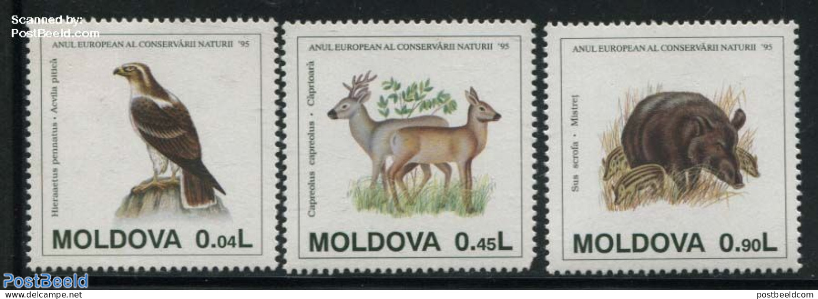 Moldova 1995 European Nature Conservation 3v, Mint NH, History - Nature - Europa Hang-on Issues - Animals (others & Mi.. - Ideas Europeas