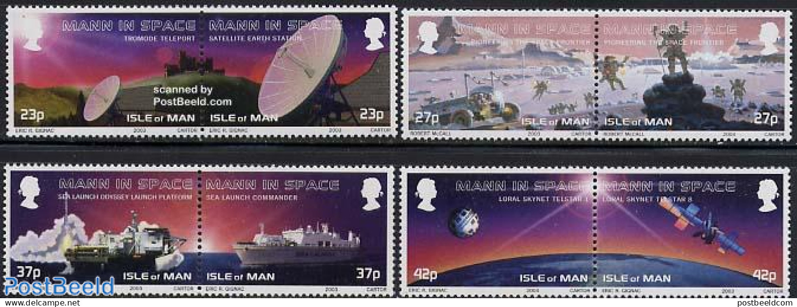 Isle Of Man 2003 Man In Space 4x2v [:], Mint NH, Science - Transport - Telecommunication - Ships And Boats - Space Exp.. - Télécom