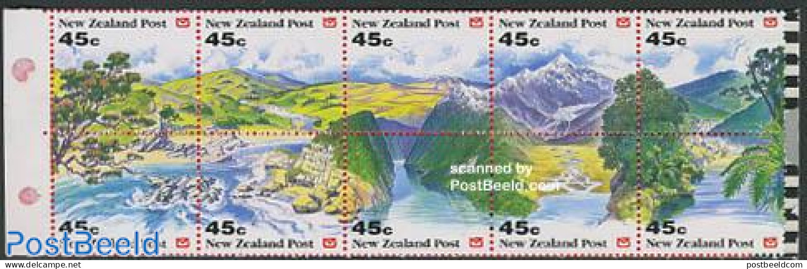 New Zealand 1992 Landscapes 10v In Booklet Perforated, Mint NH, Stamp Booklets - Ongebruikt