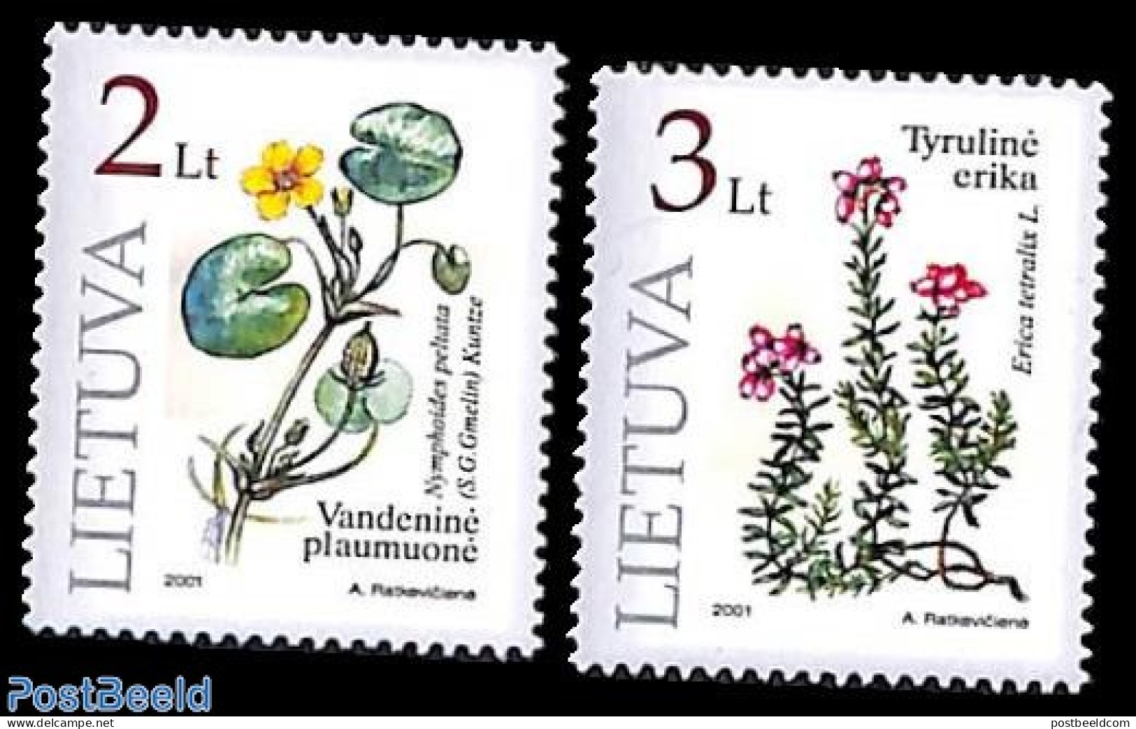 Lithuania 2001 Red Book, Flowers 2v, Mint NH, Nature - Flowers & Plants - Lithuania