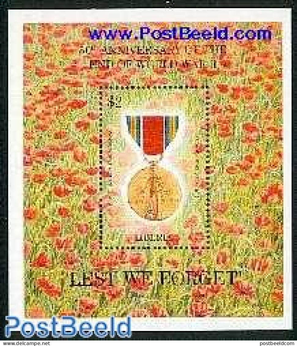 Liberia 1995 End Of World War II S/s, Mint NH, History - Nature - Decorations - World War II - Flowers & Plants - Militaria