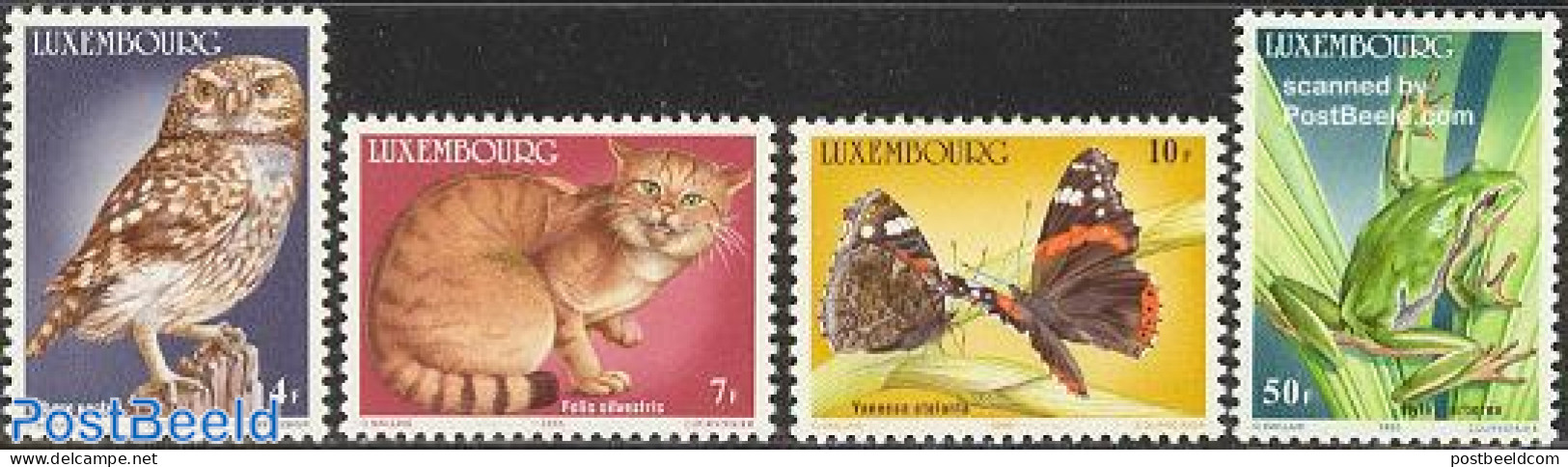 Luxemburg 1985 Endangered Animals 4v, Mint NH, Nature - Animals (others & Mixed) - Butterflies - Cats - Frogs & Toads .. - Ongebruikt
