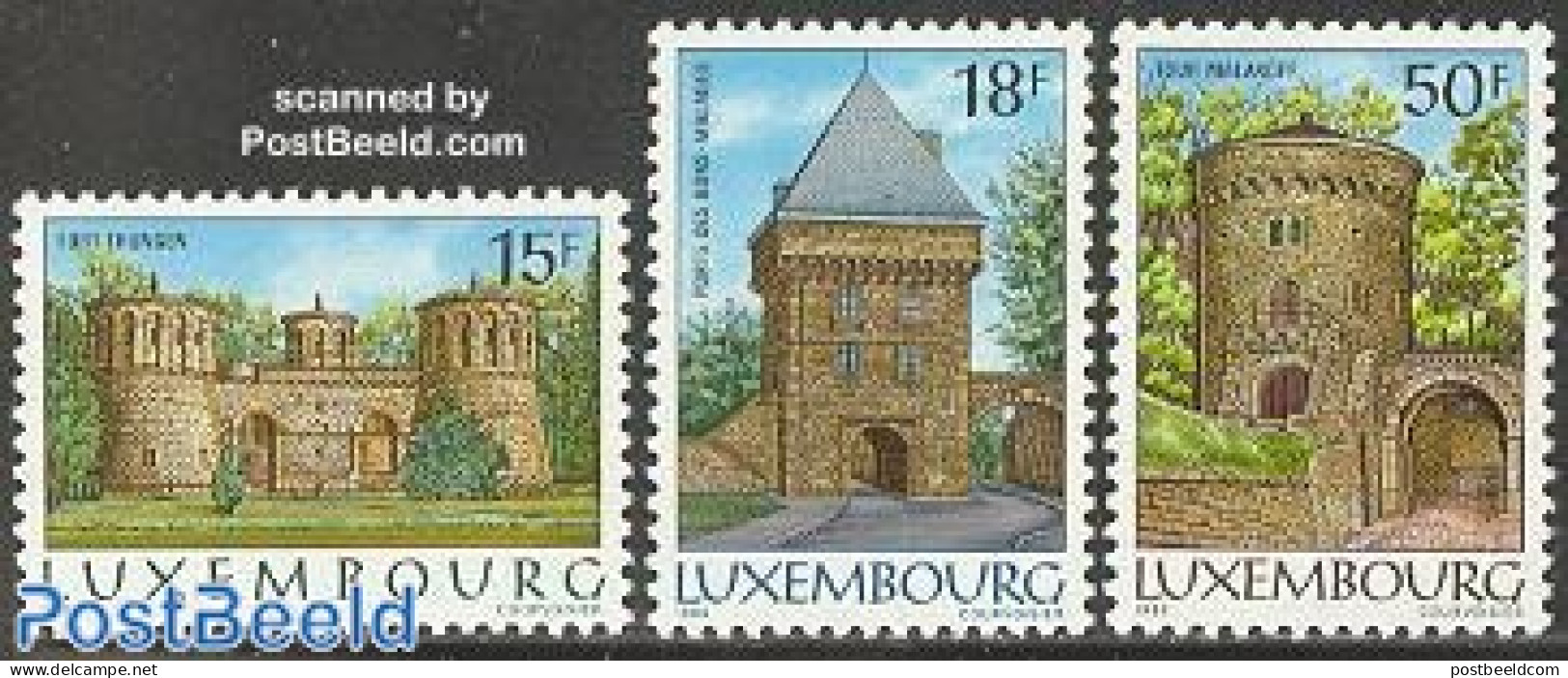 Luxemburg 1986 Luxemburg Fortifications 3v Normal Paper, Mint NH, Art - Castles & Fortifications - Nuovi