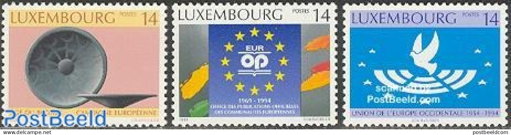 Luxemburg 1994 Mixed Issue 3v, Mint NH, History - Europa Hang-on Issues - Art - Art & Antique Objects - Ungebraucht