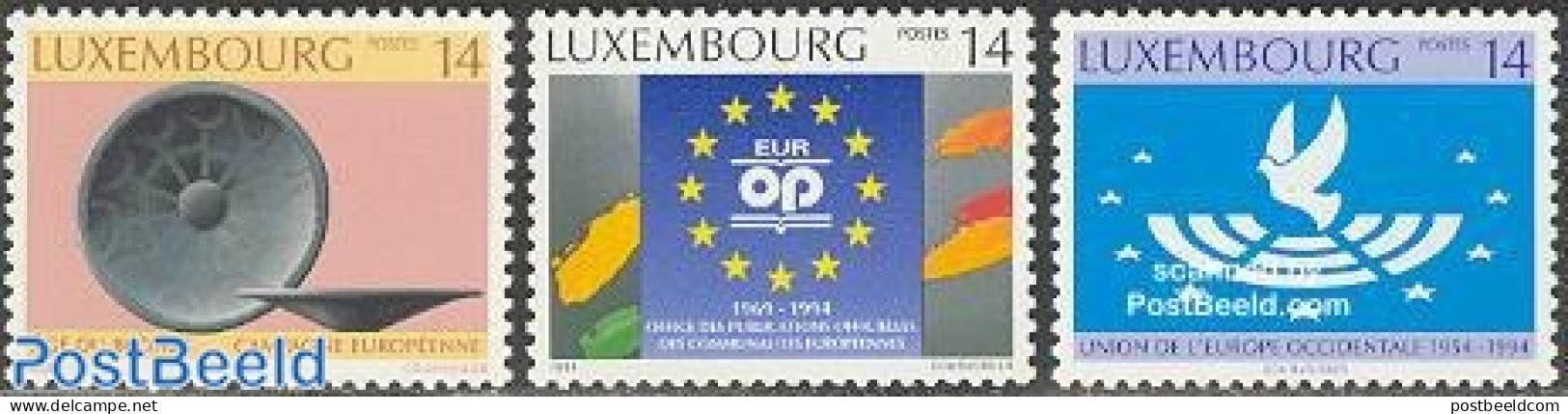 Luxemburg 1994 Mixed Issue 3v, Mint NH, History - Europa Hang-on Issues - Art - Art & Antique Objects - Unused Stamps