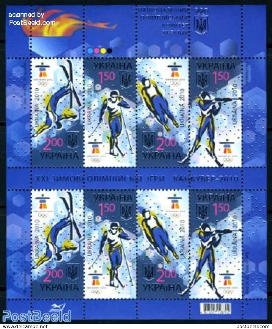 Ukraine 2010 Vancouver Olympics M/s (with 2 Sets), Mint NH, Sport - Olympic Winter Games - Shooting Sports - Skiing - Tir (Armes)
