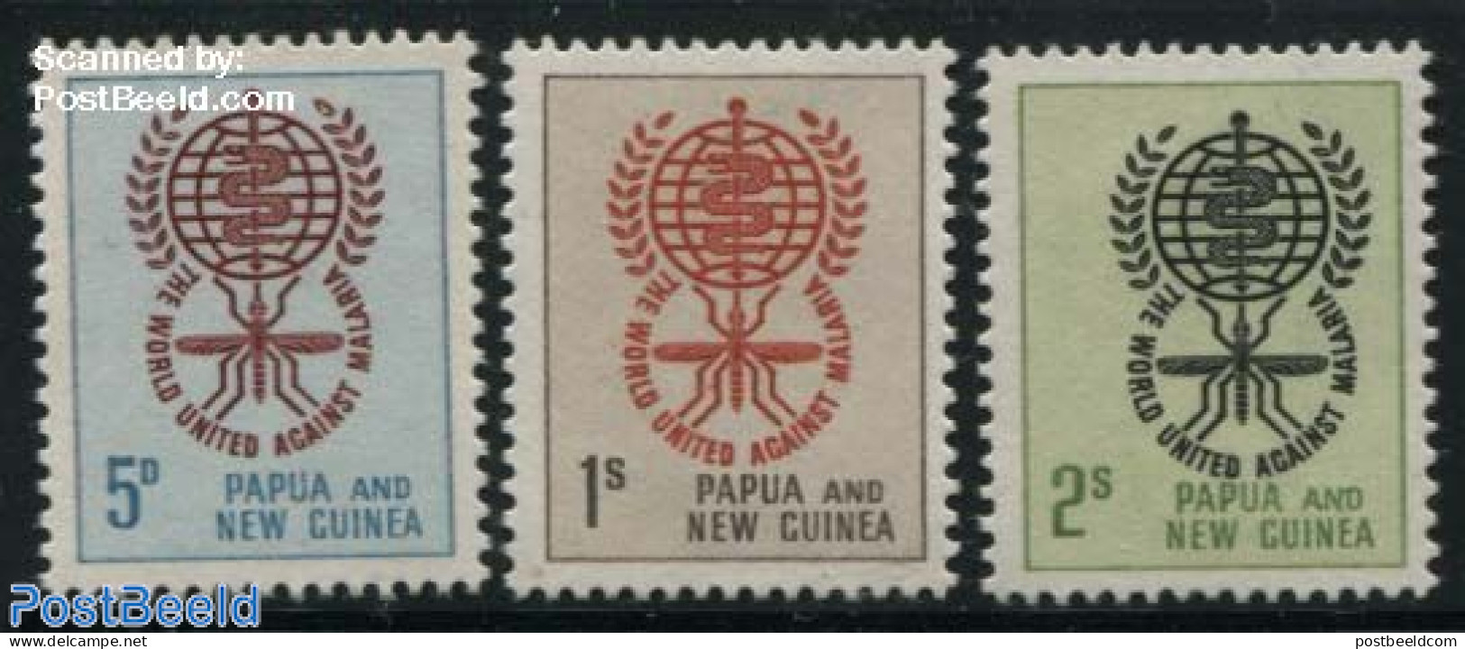 Papua New Guinea 1962 Anti Malaria 3v, Mint NH, Health - Nature - Health - Insects - Papúa Nueva Guinea