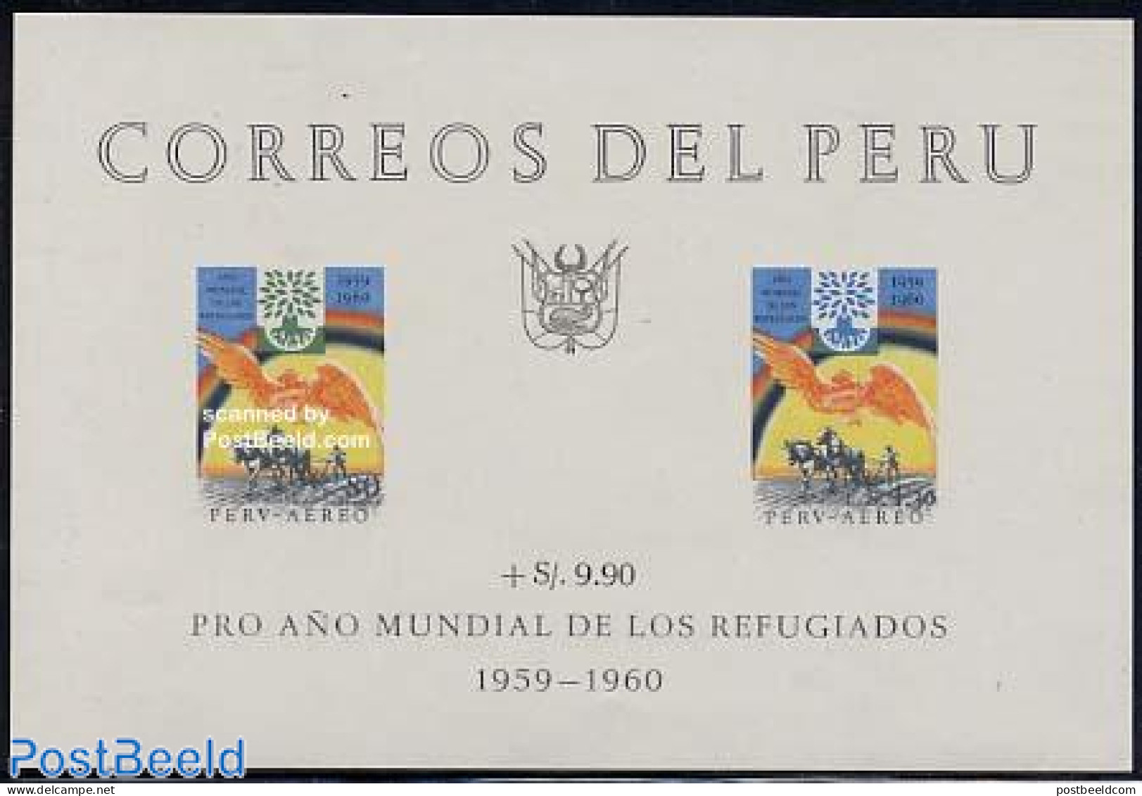 Peru 1960 World Refugees Year S/s, Mint NH, History - Various - Refugees - Agriculture - Int. Year Of Refugees 1960 - Vluchtelingen