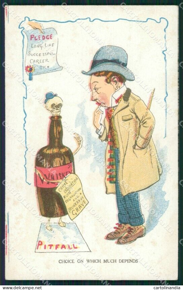 Teschio Scheletro Skeleton Whisky Depends Cartolina Postcard QT5079 - Other & Unclassified