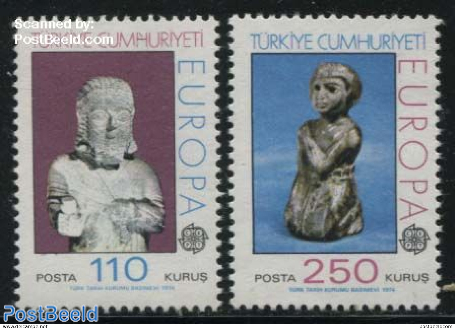 Türkiye 1974 Europa, Sculptures 2v, Mint NH, History - Europa (cept) - Art - Sculpture - Sonstige & Ohne Zuordnung