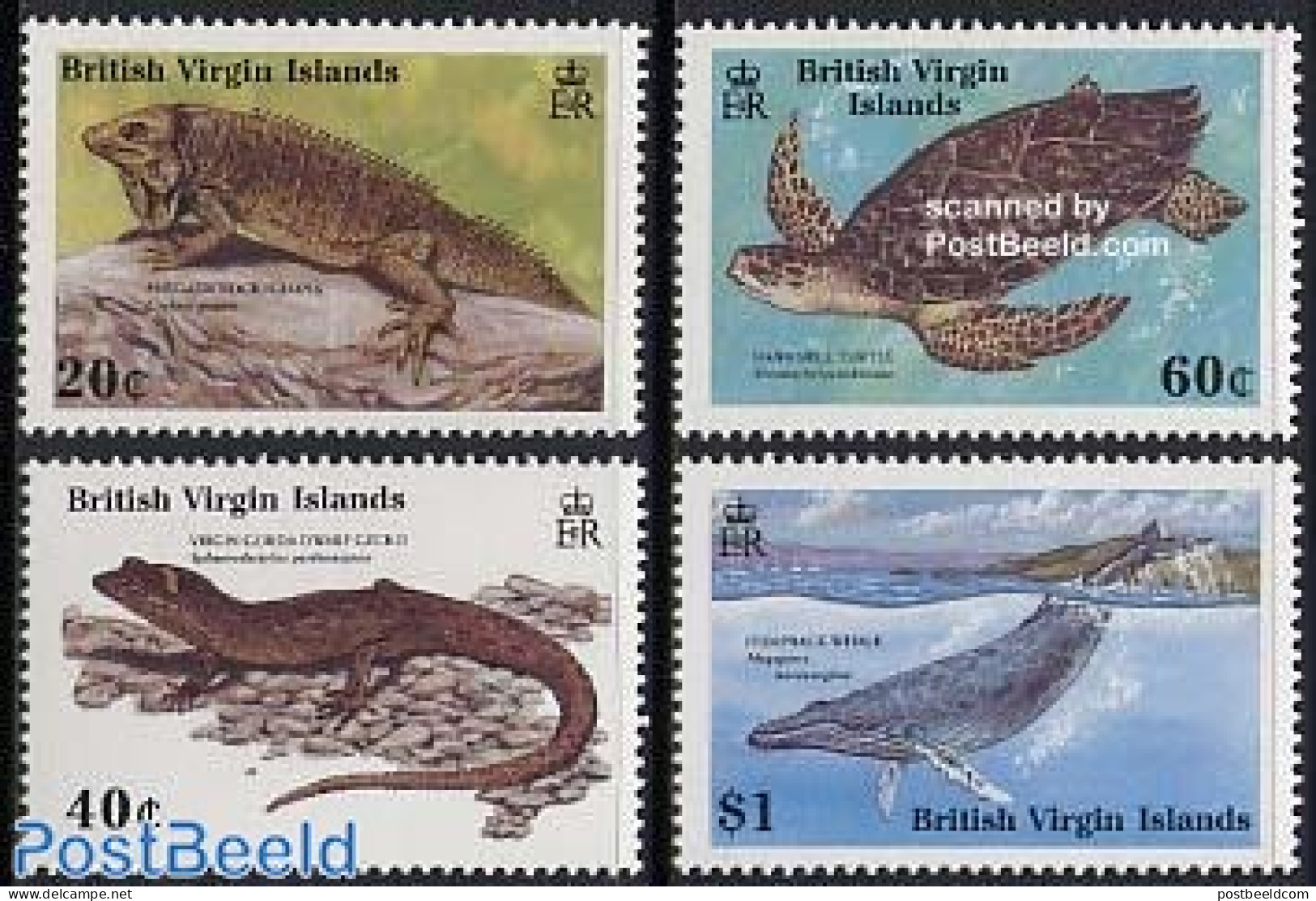 Virgin Islands 1988 Protected Animals 4v, Mint NH, Nature - Animals (others & Mixed) - Reptiles - Sea Mammals - Turtles - Iles Vièrges Britanniques