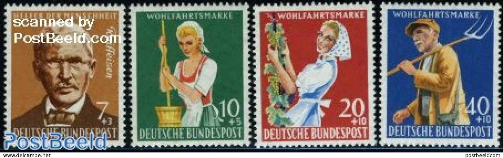 Germany, Federal Republic 1958 Welfare, Agriculture 4v, Mint NH, Nature - Various - Wine & Winery - Agriculture - Bank.. - Neufs