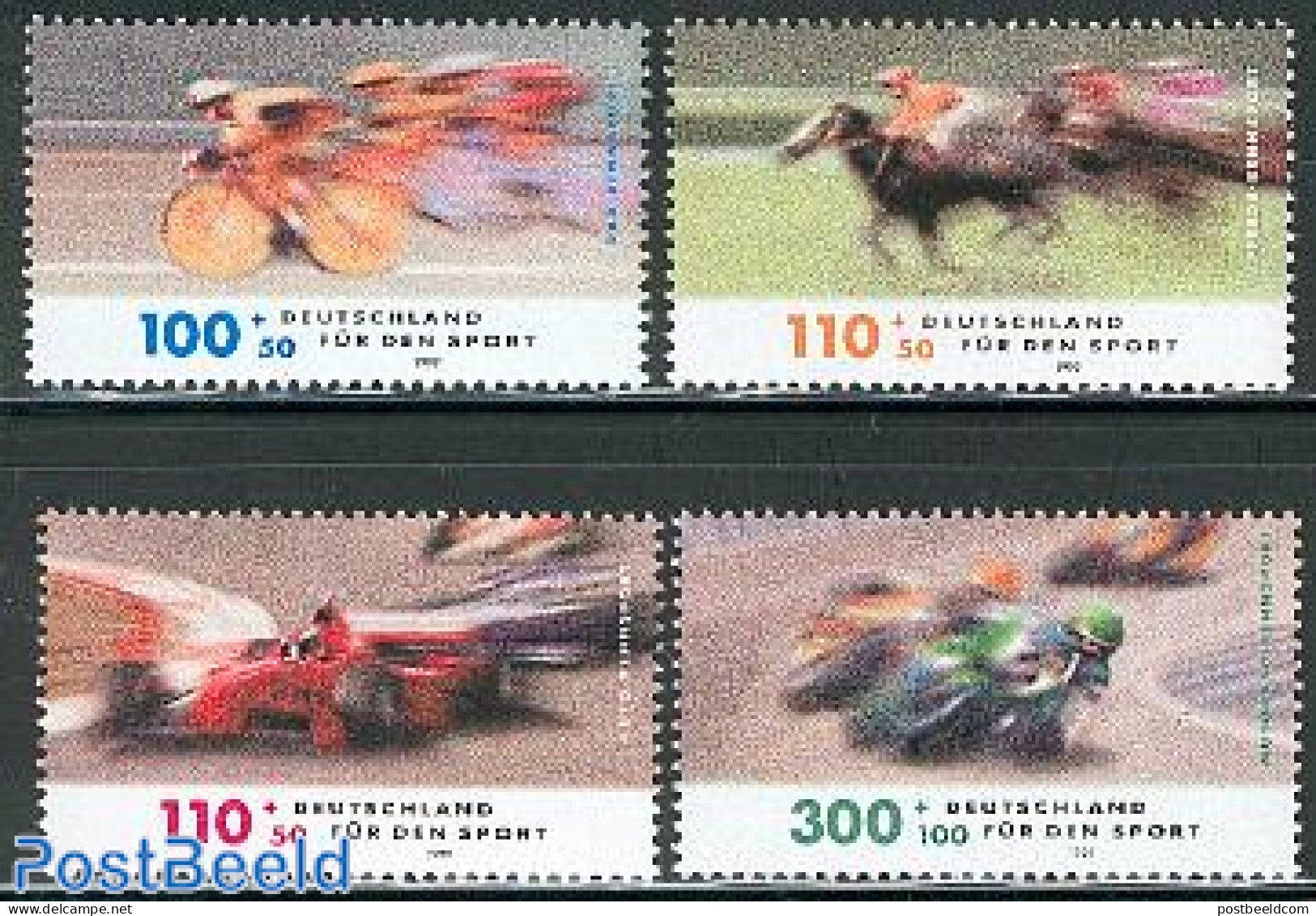 Germany, Federal Republic 1999 Sports 4v, Mint NH, Sport - Transport - Cycling - Sport (other And Mixed) - Automobiles.. - Nuevos