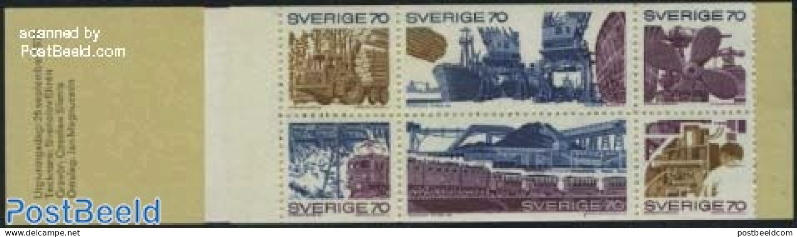 Sweden 1970 Industry 6v In Booklet, Mint NH, Nature - Transport - Various - Trees & Forests - Stamp Booklets - Automob.. - Ongebruikt