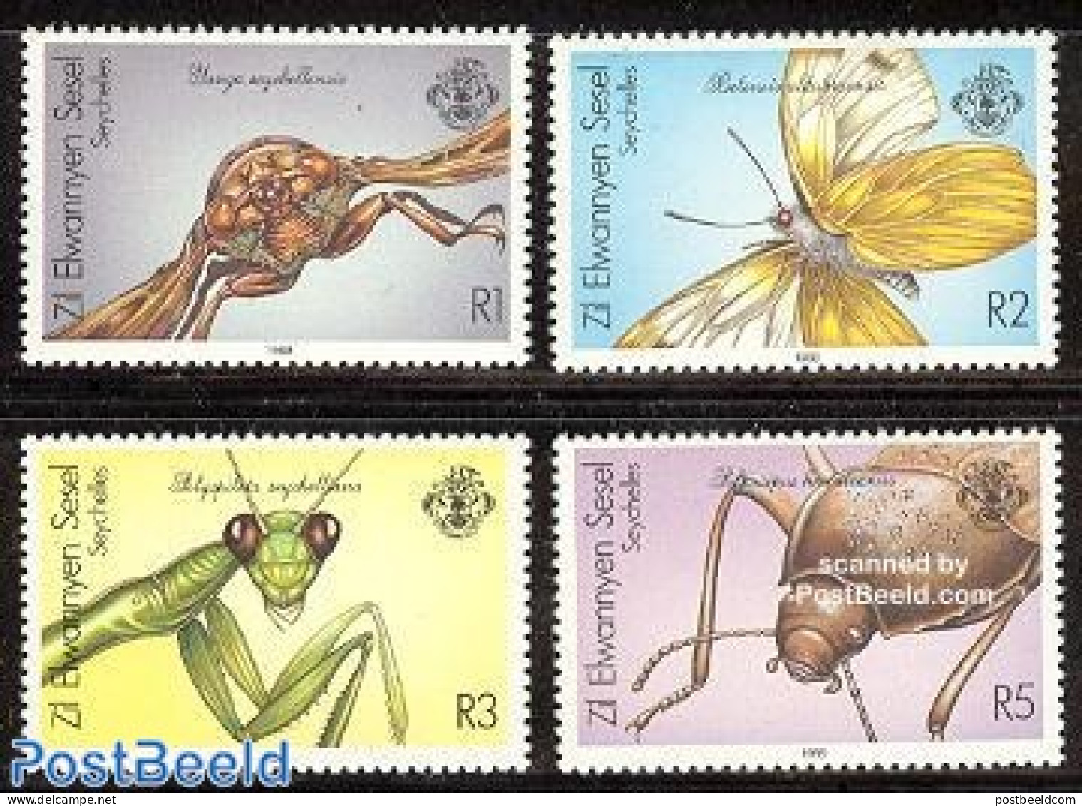 Seychelles, Zil Eloigne Sesel 1988 Insects 4v, Mint NH, Nature - Butterflies - Insects - Seychellen (1976-...)